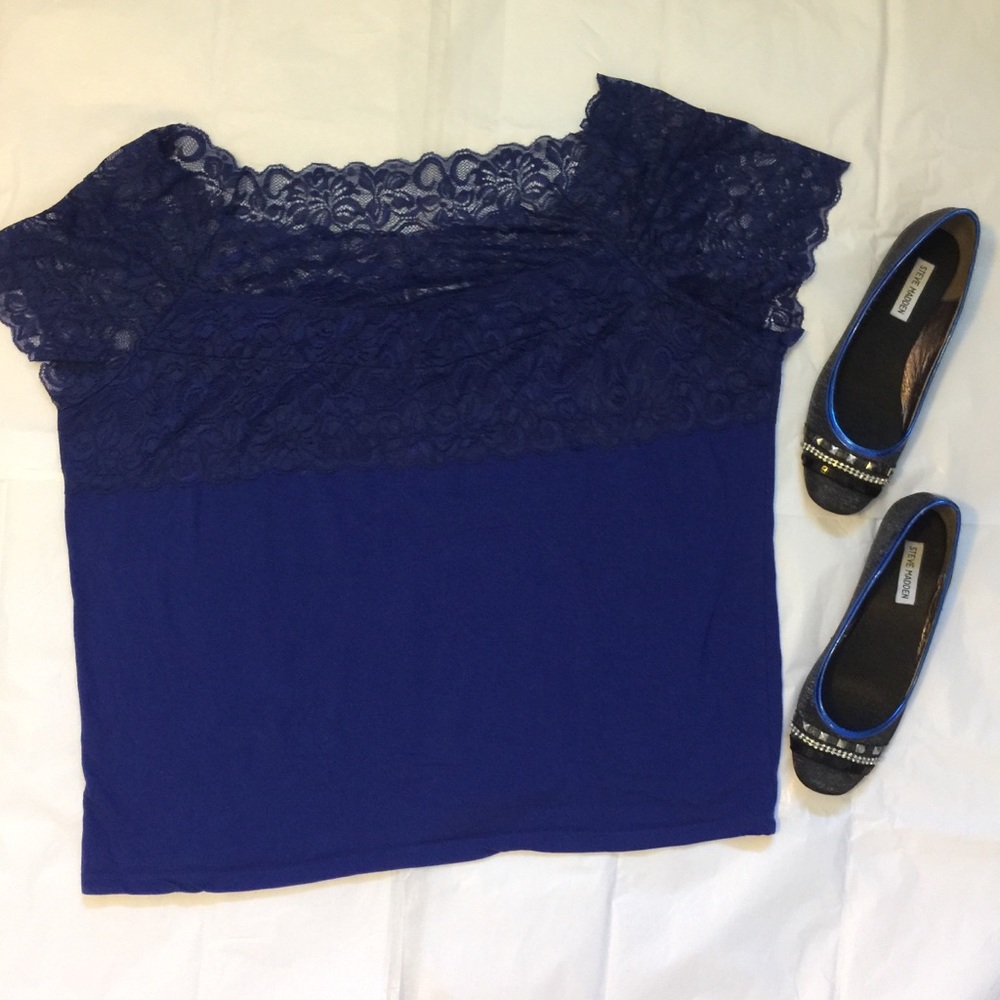 ✅4-20$ Royal blue top lace short sleeve shirt 4x